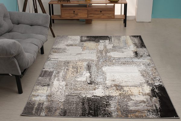 Cream Copper Gold Grey Metalic Rustic Abstract Patches Pattern Area Rug Online now