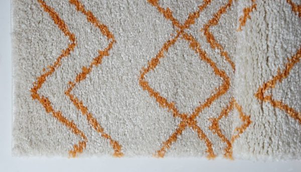 Shaggy Moroccan Ivory Orange Area Rug Online Sale