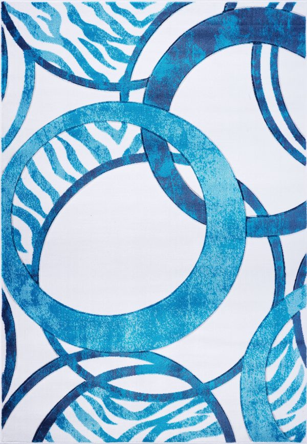 Blue Turquoise Abstract Circles Area Rug Sale