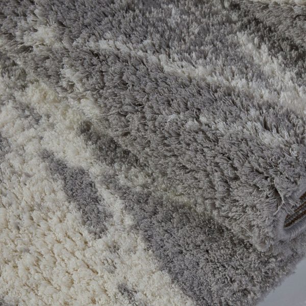 Burnaby Micro Fiber Shaggy Grey Cream Area Rug For Discount