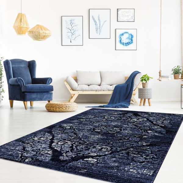 Kentucky Navy Blue Traditional Area Rug Supply