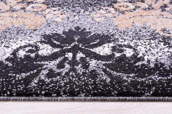 Everest Collection Milan Classic Damask Style Soft Beautiful RUG  in Black and Gold Discount