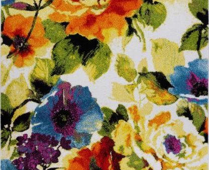 Contemporary Painting Flowers Style Made by Machine Area Rug Carpet in Multicolor Discount