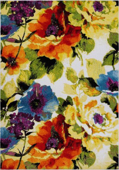 Contemporary Painting Flowers Style Made by Machine Area Rug Carpet in Multicolor Discount