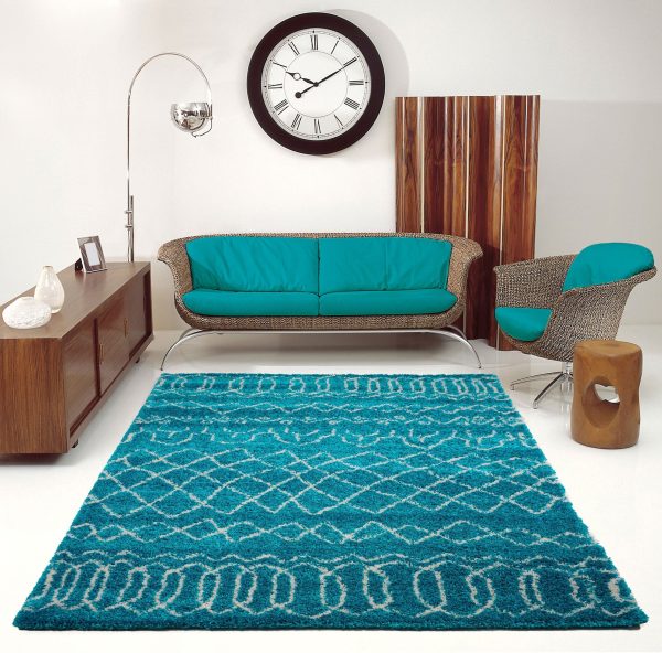 Shaggy Turquoise Ivory Vancouver Area Rug Online now