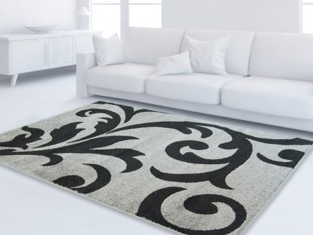 Grey Black Flower Area Rug on Sale