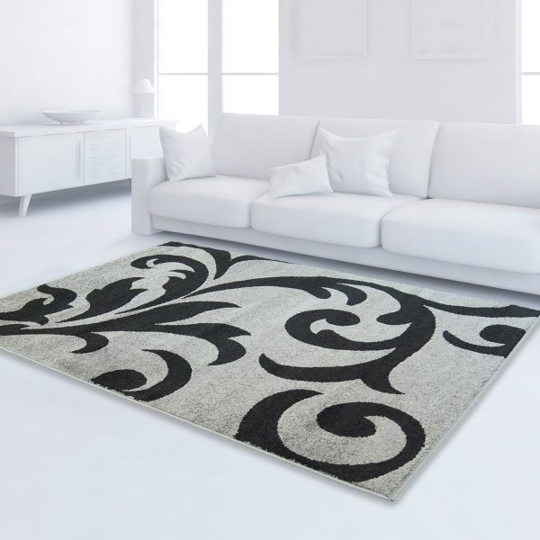 Grey Black Flower Area Rug on Sale