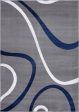 Beautiful Soft Turkish Gray Blue Contemporary Spriral Small Runner Carpet, 3x5 Online Sale