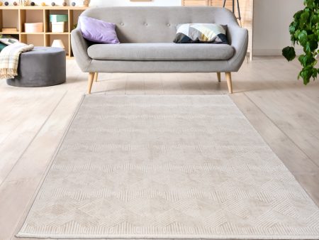 Ladole Rugs Geometric Pattern Room Decor Indoor Area Rug - Amazing Soft Premium Carpet for Living Room, Bedroom, Dining Room, Kitchen, and Office - Cream Fashion