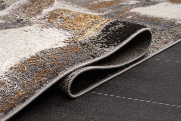 Cream Copper Gold Grey Metalic Rustic Abstract Patches Pattern Area Rug Online now