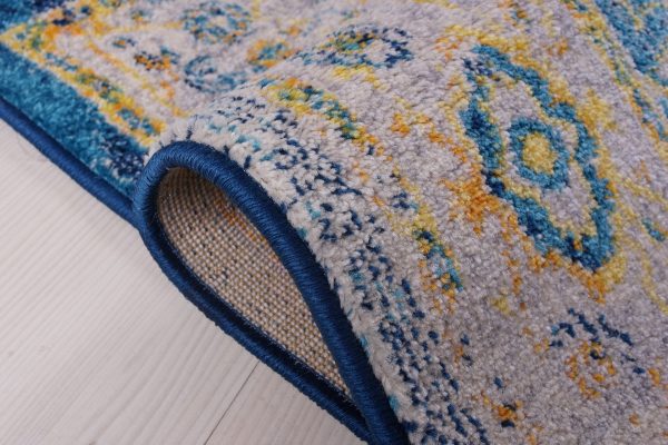 Modena Traditional Design Turkish Machine Made Beautiful Indoor Mat Carpet in Blue Multicolor, 2x3 (1 10  x 2 11 , 57cm x 90cm), 2x3 (1 10  x 2 11 , 57cm x 90cm), Blue Multi For Cheap