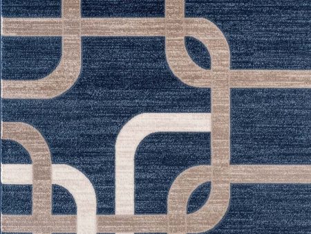 Frieda Navy Blue Beige Modern Area Rug Fashion