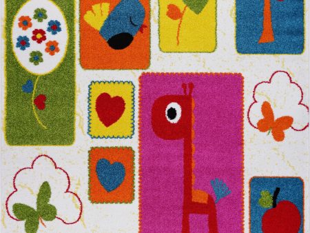 Cream and Multicolor Nature Theme European Kids Area Rug Carpet Cheap