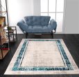 Blue Grey Bordered Modern Contemporary Minimalistic Area Rug For Living Room Bedroom Online