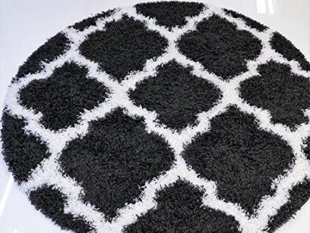 Black White Shaggy Area Rug Carpet Mat 5 Feet Round Circular Circle for Living Room Bedroom Patio Decoration For Cheap