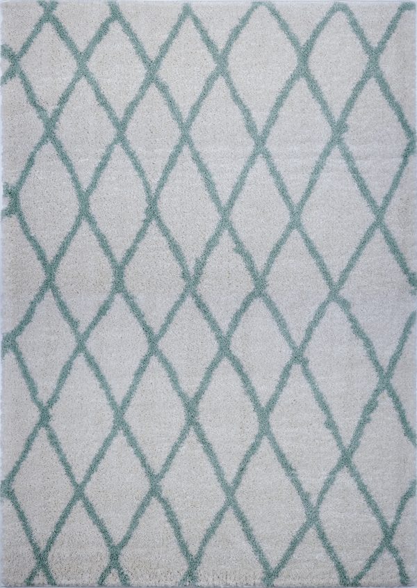 Toronto Trellis Ivory Aqua Green Area Rug Discount