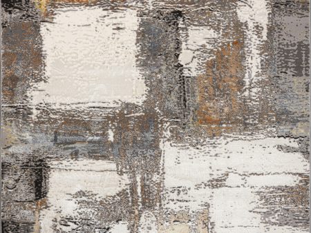 Cream Copper Gold Grey Metalic Rustic Abstract Patches Pattern Area Rug Online now