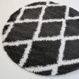 5 Feet Diameter Round Shaggy Modern Area Rug Carpet in Dark Grey-White 3 Online