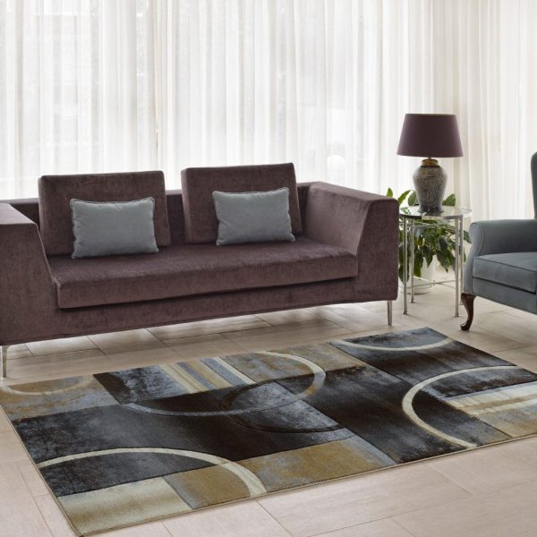 Adonis Dark Grey Geometric Area Rug Supply