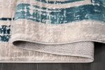 Blue Grey Bordered Modern Contemporary Minimalistic Area Rug For Living Room Bedroom Online