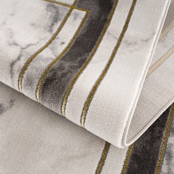 Light Dark Grey Beige Modern Abstract Striped Bordered Marble Pattern Area Rug Cheap