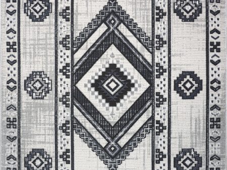 Lucas Dark Light Grey Modern Bordered Geometric Area Rug Online now