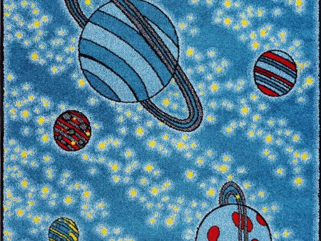 Universe Theme Innovative Indoor Kids Area Rug Carpet in Blue and Yellow Online Sale