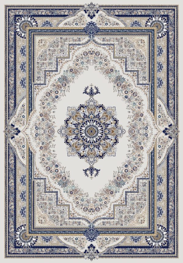 Traditional Blue and Grey Flat Pile Area Rug Hot on Sale