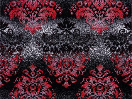 Milan Red Black Damask Area Rug Sale