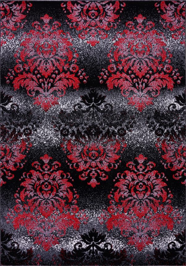 Milan Red Black Damask Area Rug Sale