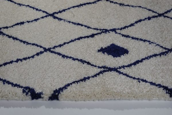 Victoria Trellis Ivory Navy Blue Shaggy Area Rug on Sale