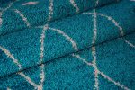 Victoria Trellis Turquoise Ivory Shaggy Area Rug Sale