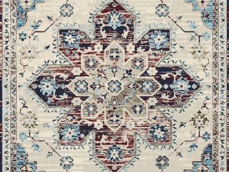 Victoria Traditional Distressed Style Blue Red Area Rug For Discount