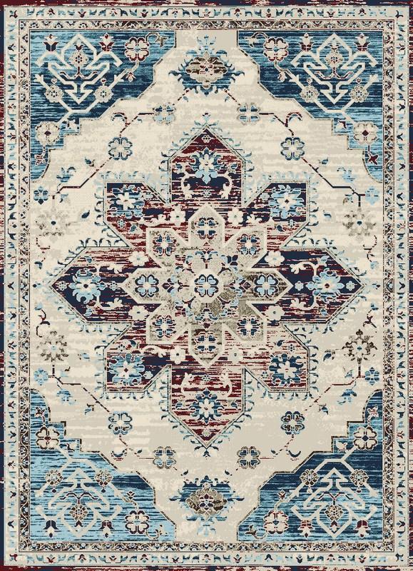 Victoria Traditional Distressed Style Blue Red Area Rug For Discount