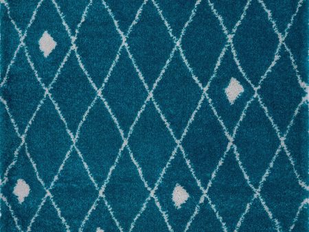 Victoria Trellis Turquoise Ivory Shaggy Area Rug Sale