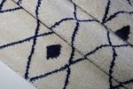 Victoria Trellis Ivory Navy Blue Shaggy Area Rug on Sale