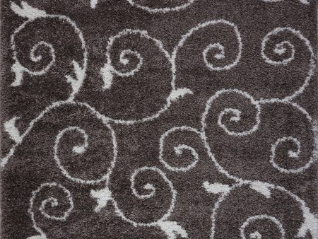 Shaggy Rabat Abstract Pattern Sustainable Spirals Style Indoor Big Runner Rug, Mink White, 2 7  x 9 10  (80 cm x 300 cm) Discount