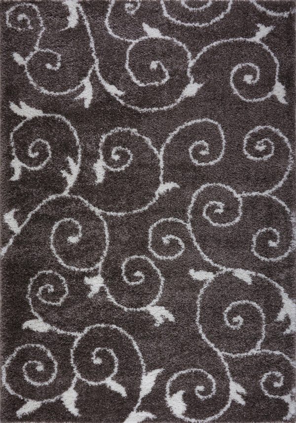 Shaggy Rabat Abstract Pattern Sustainable Spirals Style Indoor Big Runner Rug, Mink White, 2 7  x 9 10  (80 cm x 300 cm) Discount