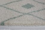 Victoria Trellis Ivory Aqua Green Shaggy Area Rug on Sale