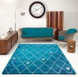 Victoria Trellis Turquoise Ivory Shaggy Area Rug Sale