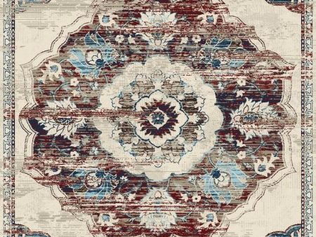 Victoria Traditional Distressed Style Medallion Area Rug For Sale