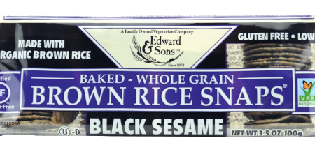 Edward & Sons Org Black Sesame Brown Rice Snaps 3.5 Oz Hot on Sale